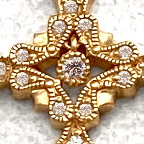 Shangri-La TINY CROSS NECKLACE 18k Yellow Gold / DIAMONDS Necklace