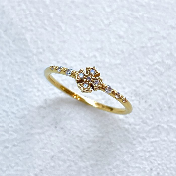 TINY SERIES CROSS RING / 18k Yellow Gold / DIAMONDS Ring（指輪 