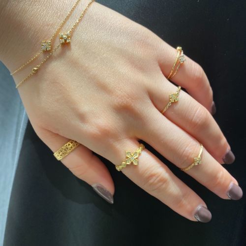 TINY SERIES CROSS RING / 18k Yellow Gold / DIAMONDS Ring（指輪 ...