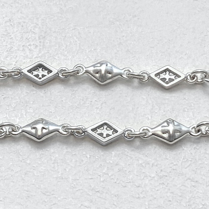 MIX DIAMOND SHAPED / CROSS OPEN / SOLID LINK CHAIN / Silver 
