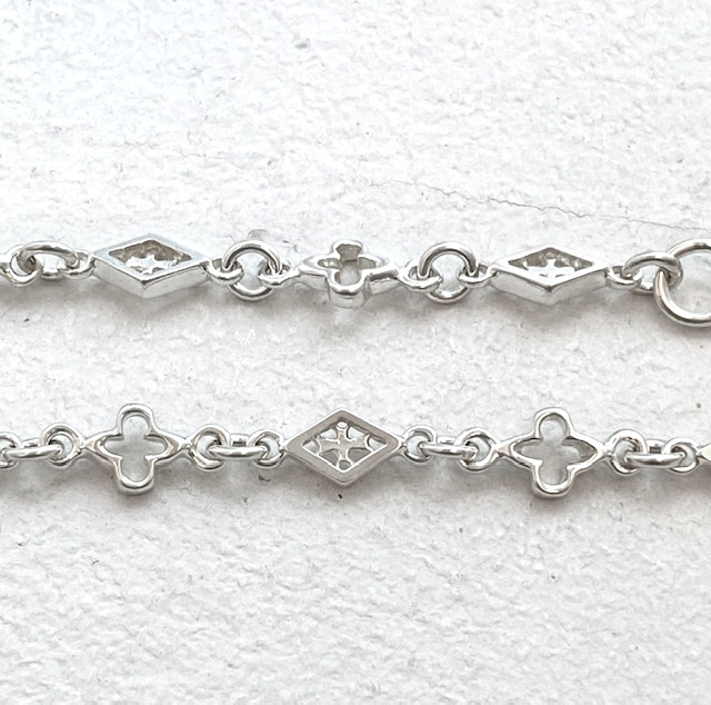 MIX OPEN GOTHIC / OPEN DIAMOND SHAPED / CROSS LINK CHAIN / Silver /  19inch(47cm)