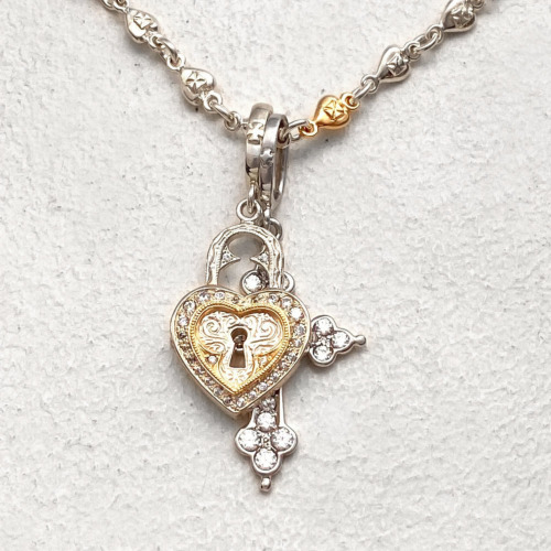 SMALL HEART LOCK PENDANT Silver / 18k Yellow Gold / Zirconia Pendant（ペンダント） Loree  Rodkin Official Shop