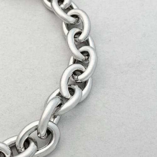 EXTRA LARGE FLINTSTONE LINK CHAIN BRACELET/LOBSTER CLASP/ SILVER