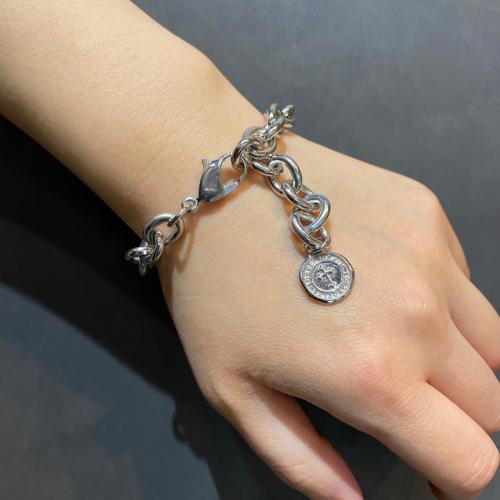 EXTRA LARGE FLINTSTONE LINK CHAIN BRACELET/LOBSTER CLASP/ SILVER