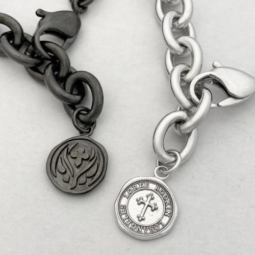 EXTRA LARGE FLINTSTONE LINK CHAIN BRACELET/LOBSTER CLASP / SILVER