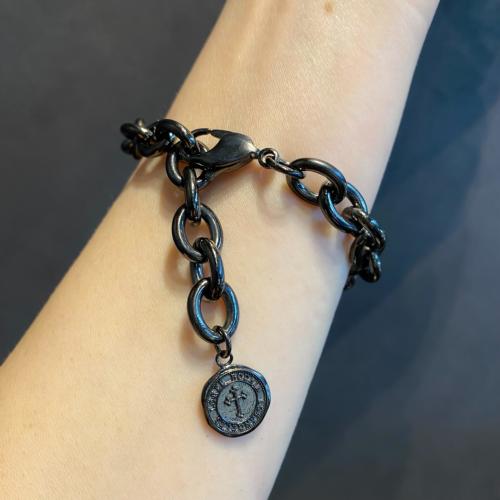 EXTRA LARGE FLINTSTONE LINK CHAIN BRACELET/LOBSTER CLASP / SILVER