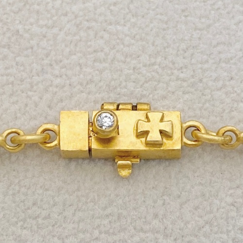ローキン様 MIX DIAMOND SHAPED / CROSS OPEN / SOLID LINK CHAIN / 18k