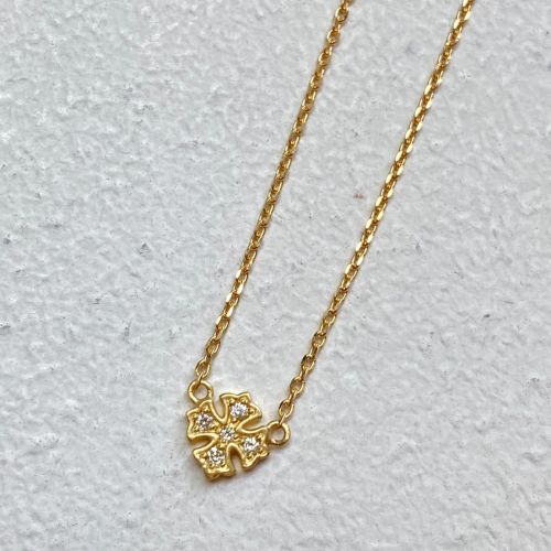 TINY CROSS NECKLACE 18k Yellow gold Necklace（ネックレス） Loree 