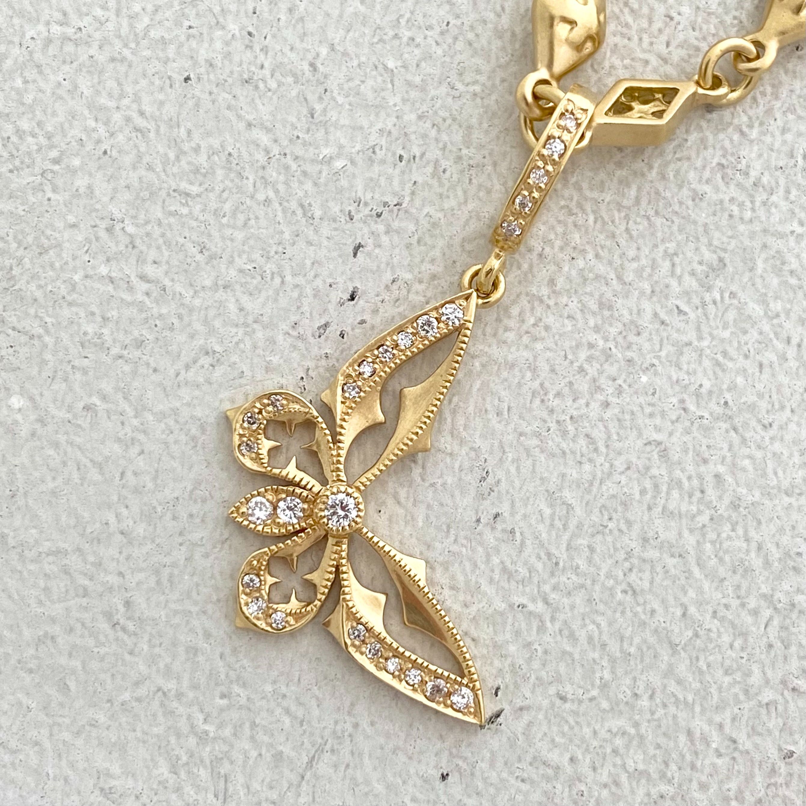 GOTHIC BUTTERFLY PENDANT 18k Yellow Gold / DIAMONDS Pendant 