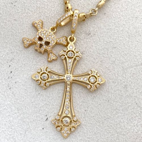 アクセサリー Loree Rodkin Small Flat Pave Skull SMALL FLAT PAVE SKULL Silver / Zirconia PENDANT（ペンダント