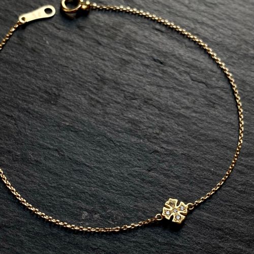 FANCY CROSS BRACELET 18k Yellow Gold / DIAMONDS BRACELET