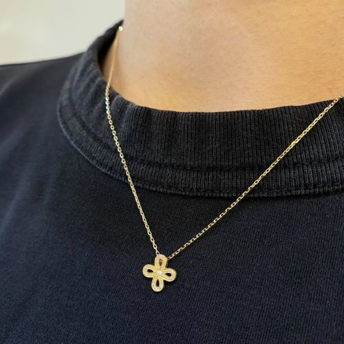 INFINITY FLOWER NECKLACE 18k Yellow Gold / DIAMONDS Necklace 