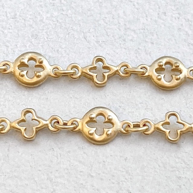 MIXED GOTHIC LINK CHAIN 18k Yellow Gold / DIAMOND / 7inch(18cm ...