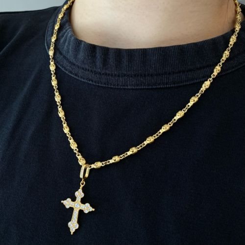 DOUBLE SIDED TINY SKULL LINK CHAIN / 18k Yellow Gold / 19inch(47cm 
