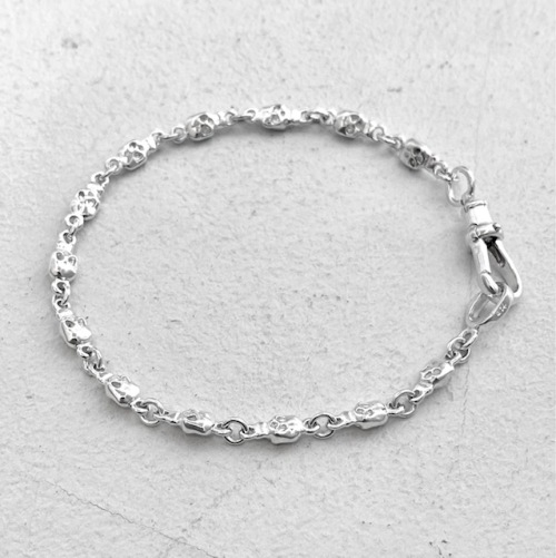 DOUBLE SIDED TINY SKULL LINK CHAIN / Silver / 7inch(18cm) BRACELET