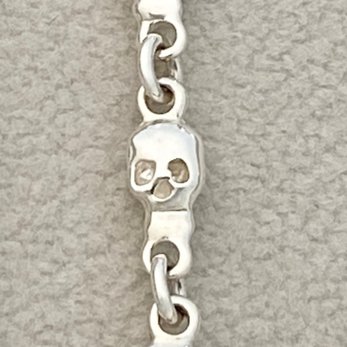 DOUBLE SIDED TINY SKULL LINK CHAIN / Silver / 7inch(18cm) BRACELET