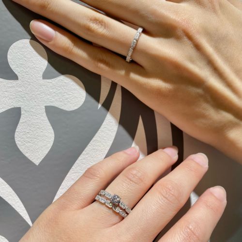 PROMISSING ROAD RING Center DIAMONDS / 18k White Gold BRIDAL