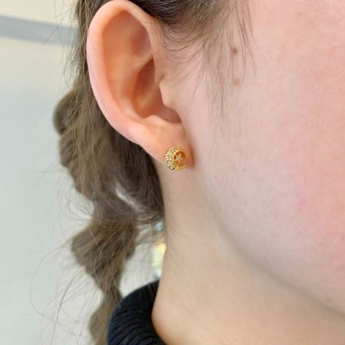 CRESCENT MOON PIERCE 18k Yellow Gold / DIAMONDS pierced earrings（ピアス） Loree  Rodkin Official Shop