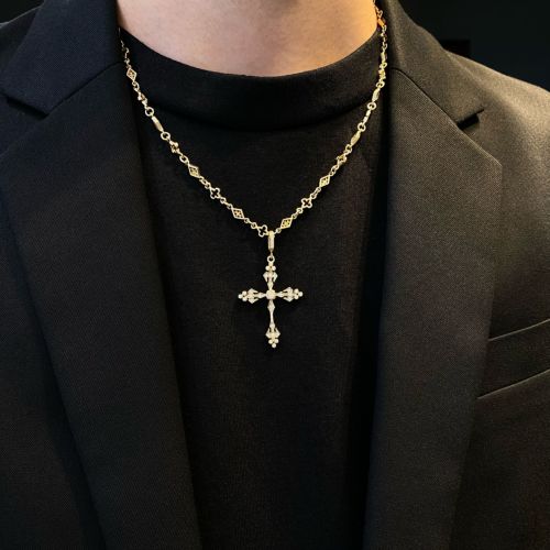 SMALL ANGEL CROSS PENDANT 18k Yellow Gold / DIAMONDS Pendant 