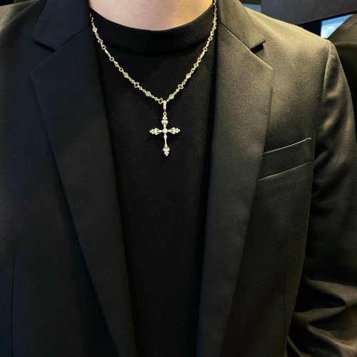 SMALL ANGEL CROSS PENDANT 18k Yellow Gold / DIAMONDS PENDANT