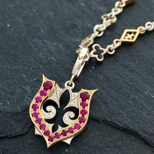 NATIVE HORSESHOE PENDANT Silver / 18k Yellow Gold / Ruby PENDANT