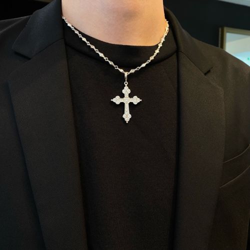 LARGE GOTHIC CROSS PENDANT Silver / Zirconia Pendant