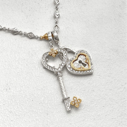 MEDIUM GOTHIC PRINCESS HEART KEY PENDANT Silver and 18k Yellow Gold /  Zirconia Pendant（ペンダント） Loree Rodkin Official Shop