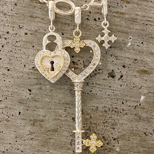 【ギャランティー付】ローリーロドキン　ミディアムゴシックプリンスハートキー MEDIUM GOTHIC PRINCESS HEART KEY PENDANT Silver and 18k