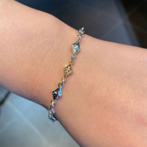 MIX DIAMOND SHAPED / CROSS OPEN / SOLID LINK CHAIN / 18k