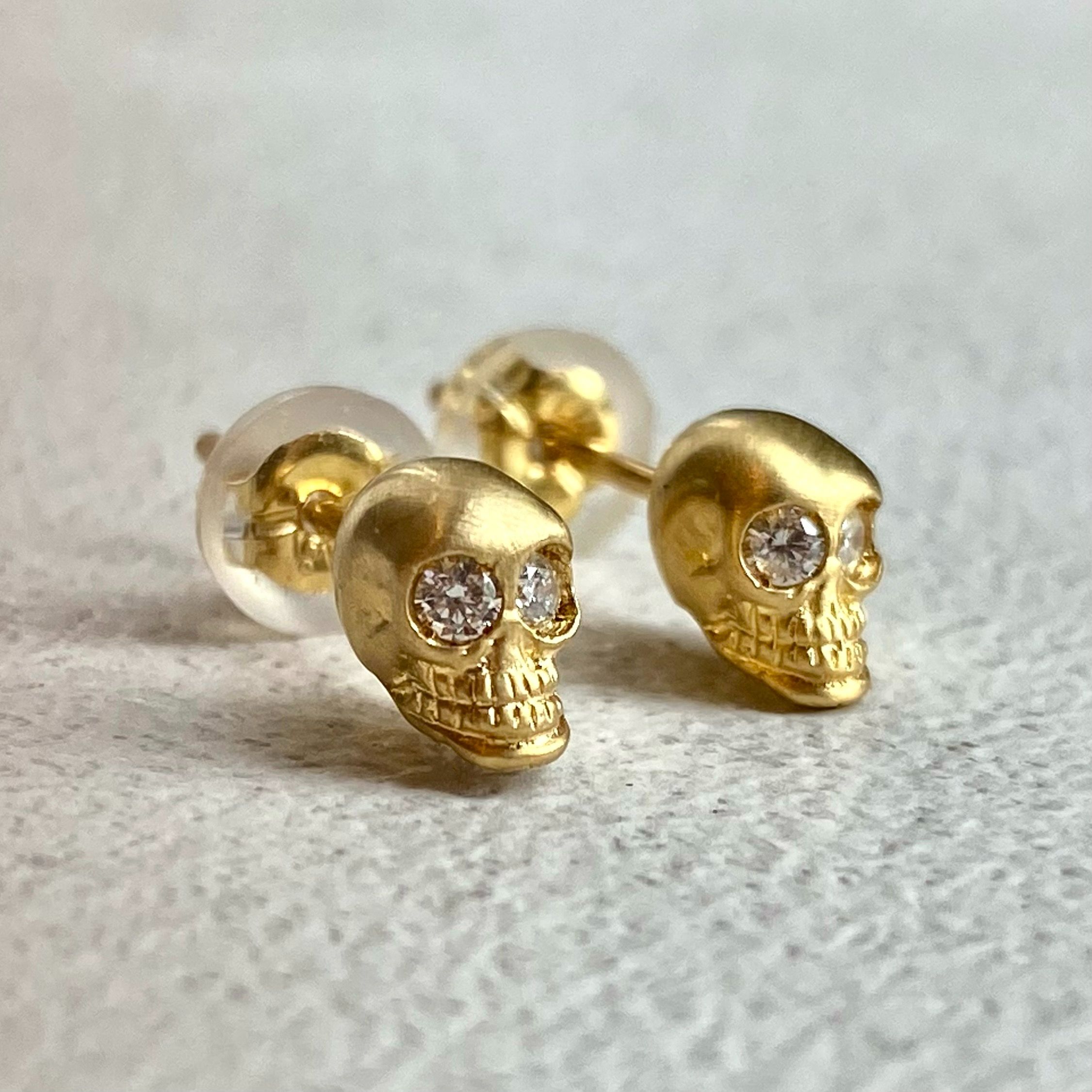 SKULL PIERCE 18k Yellow Gold / DIAMONDS pierced earrings（ピアス 