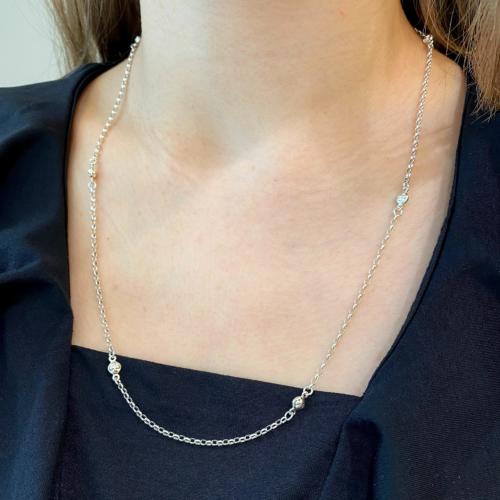 ROUND CUSHION STATION LINK / Silver / 22inch(54cm) CHAIN（チェーン