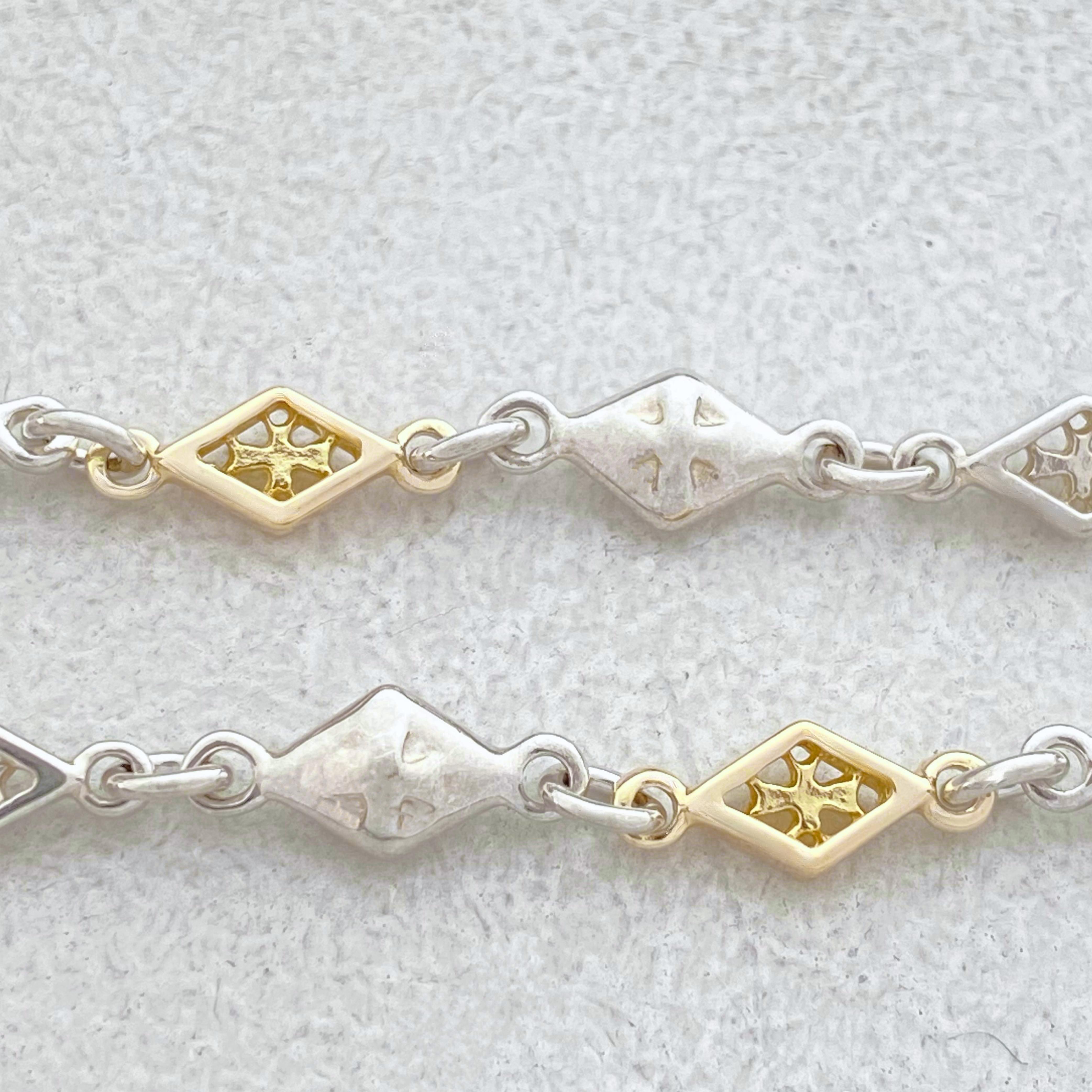 MIX DIAMOND SHAPED / CROSS OPEN / SOLID LINK CHAIN / 18k Yellow