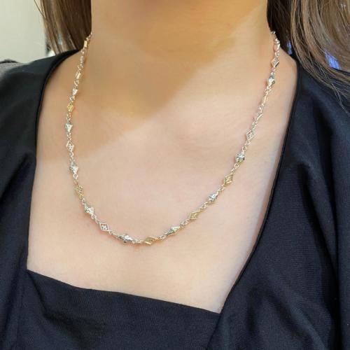 MIX DIAMOND SHAPED / CROSS OPEN / SOLID LINK CHAIN / 18k