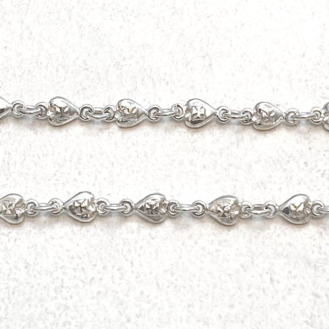 TINY HEART CROSS LINK CHAIN / Silver / 16inch(40cm) Chain 