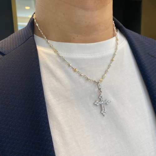 TINY HEART CROSS LINK CHAIN / 18k Yellow Gold and Silver / 19inch 