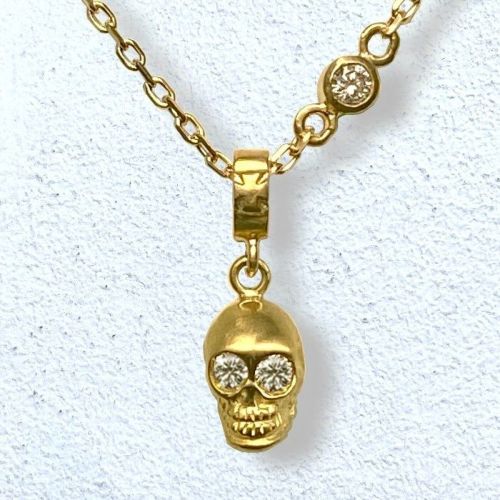 PETITE SKULL NECKLACE 18k Yellow Gold Necklace（ネックレス） Loree 