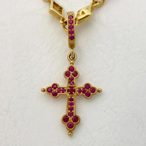 MINI GOTHIC CROSS PENDANT 18k Yellow Gold / Ruby PENDANT