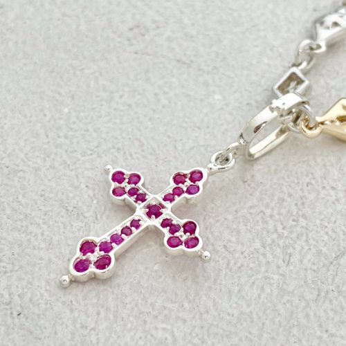 MINI GOTHIC CROSS PENDANT Silver / Ruby PENDANT（ペンダント