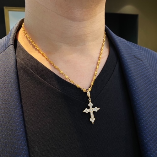 TINY HEART CROSS LINK CHAIN / 18k Yellow Gold / 19inch(47cm) CHAIN