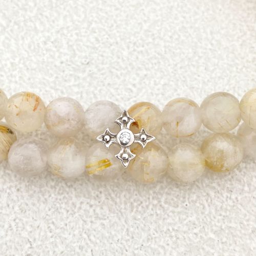 DBL STRAND VRS BEADS / FANCY CROSS APPLIQUES / Rutil Quartz
