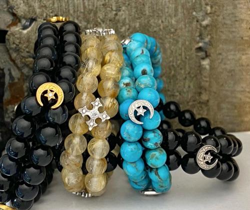 DBL STRAND VRS BEADS / FANCY CROSS APPLIQUES / Rutil Quartz