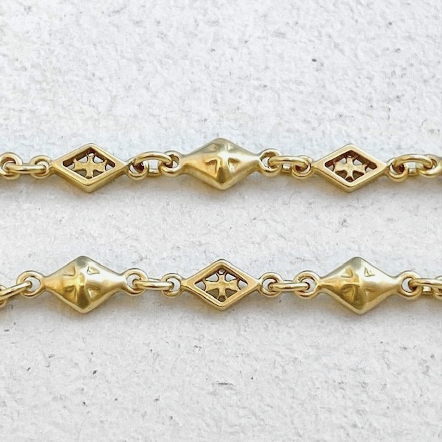 MIX DIAMOND SHAPED / CROSS OPEN / SOLID LINK CHAIN / 18k