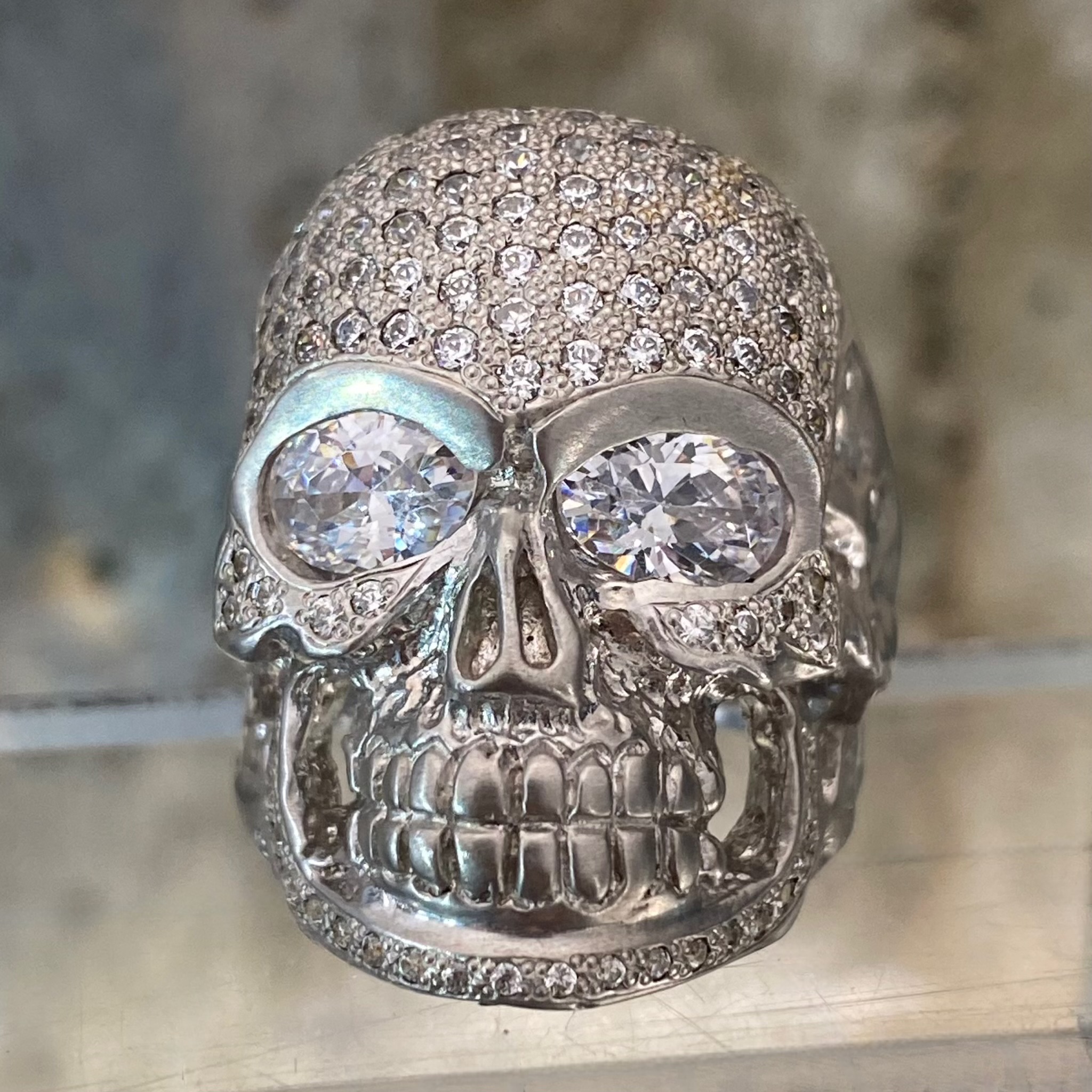 ローリーロドキン スカルリング Loree Rodkin Skull Bone Cross Ring Pave Zirconia Silver 925