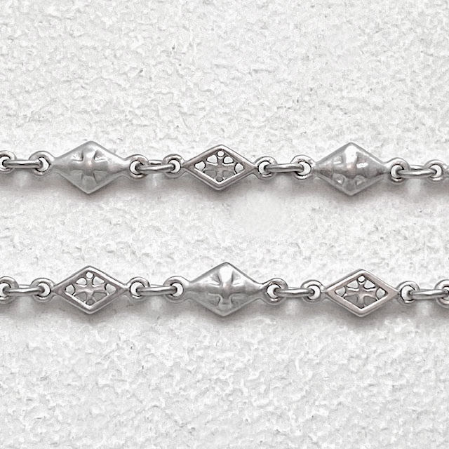 MIX DIAMOND SHAPED / CROSS OPEN / SOLID LINK CHAIN / 18k White