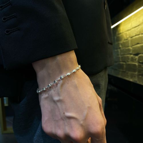 【レア】Loree Rodkin 天然石 ハートチャーム ブレスレット TINY HEART CUSHION LINKS CHAIN / 7inch(18cm) BRACELET