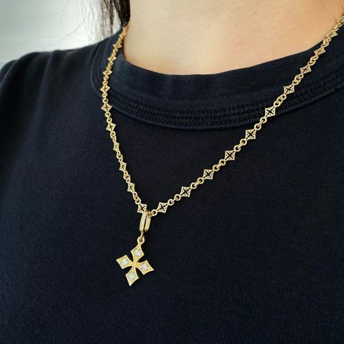 LOTUS QUARTERFOIL LINK CHAIN / 18k Yellow Gold / 19inch(47cm