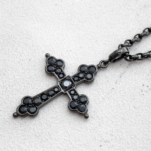 LARGE GOTHIC CROSS PENDANT/ONYX BLACK RUTHENIUM BLACK RUTHENIUM ...