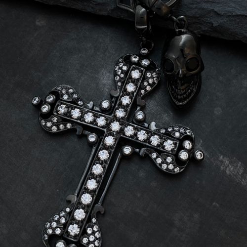 HEAVY SKULL PENDANT Silver / Onyx on Eyes PENDANT