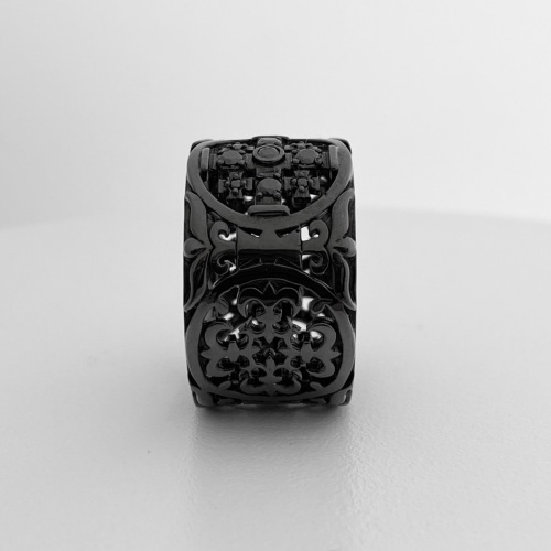 リオン＆ニーナ　ラクエンロジック WIDE MEDIEVAL RING / SILVER / BLACK ZIRCONIA / BLACK