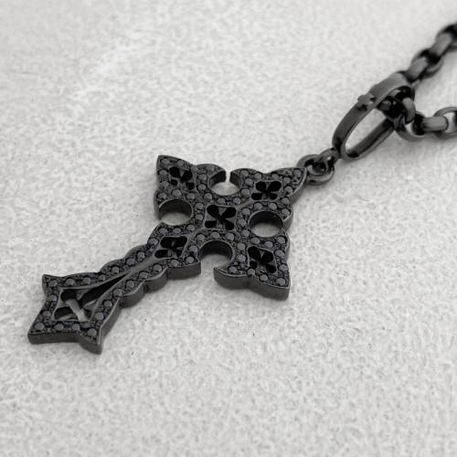 SMALL NOTRE DAME CROSS PENDANT / BLACK ZIRCONIA / BLACK RUTHENIUM